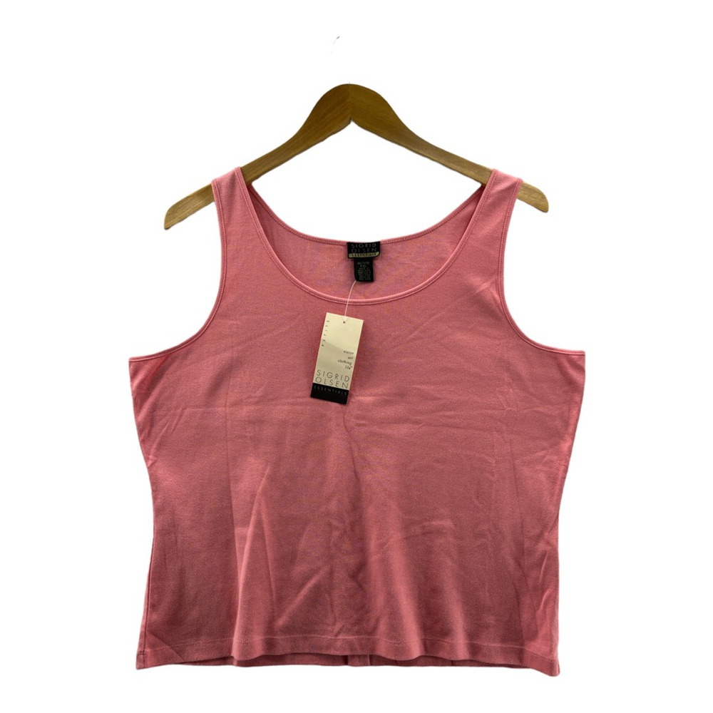 Sigrid Olsen Womens Tank Top Washed Coral Sleeveless Scoop Neck Petites PXL New